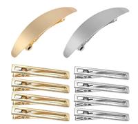 10 Horquillas Simples De Una Palabra Para El Cabello, Horquillas Planas De Metal, Mini Tocados Retro De Estilo Francés Para Mujer (Oro, Plata)