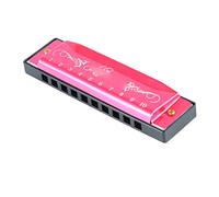10 hoyos 20 Tune Armónica, C Key Professional Estándar Estándar Instrumentos de música de órgano con estuche para Kid Beginner (Rosa rojo)