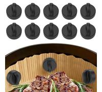 10 imanes para papel de horno Airfryer de silicona, imanes para papel de horno, fuerte adherencia magnética, freidora de aire caliente, universal, con mango para todas las marcas (negro)