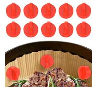 10 imanes para papel de horno Airfryer de silicona, imanes para papel de horno, fuerte adherencia magnética, freidora de aire caliente, universal, con mango para todas las marcas (rojo)