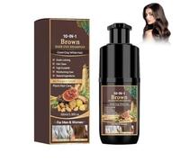 10 IN 1 Hair Dye Shampoo,Champú para Cabello Champu Colorante Tinte,Cubre las canas y tiñe el cabello de manera uniforme mientras te lo lavas, para un resultado de color natural-Brown-100ML