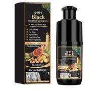 10 IN 1 Hair Dye Shampoo,Champú para Cabello Champu Colorante Tinte,Cubre las canas y tiñe el cabello de manera uniforme mientras te lo lavas, para un resultado de color natural-Black-100ML