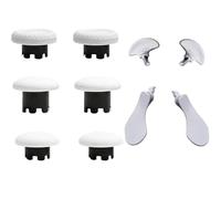 10-in-1 Metal Thumbsticks Accessories for PS5 Dualsense Edge Controller,4 Metallic Back Paddles Triggers Buttons Repair Parts with 6 Analog Joysticks for PS5 Dualsense Edge(White)