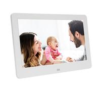 10 Inch Digital Picture Frame with Remote Control - Full HD 1080P IPS Touch Screen, Wall Mountable Video Photo Frame with Cloud/WiFi, Calendario, para Abuelos (White)