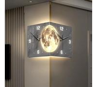 10 Inch Silencioso Reloj De Pared Sin Tic Reloj De Pared Luminiscente Con LED Reloj De Pared De Doble Reloj De Pared Luna Brillante En La Oscuridad Para Dormitorio, Oficina, Reloj De Pared ( Color : B