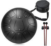 10 Inch Steel Tongue Drum 11 Notes Matte Black Pan Drum with Travel Bag, Mallets, Drumstick Bracket, Knocking Finger Picks and Music Book,Elegant Creative Handpan Drum