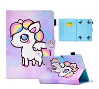10 Inch Tablet Case Cover - Funda Universal con Soporte de Cuero Funda Tipo Folio Compatible con Fire HD 10, Google Nexus 9/10, Galaxy Tab E 9.6 / Tab A 10.1, Sony Xperia Z / Z2 / Z3 (Colorful Pony)