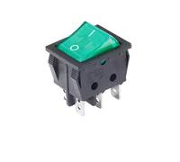 10 interruptores basculantes KCD4 de 30 A y 250 V, 25 x 31 mm, encendido/apagado, encendido/apagado, 6 pines, con interruptor de encendido y apagado de luz.(6P2T green light)