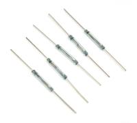 10 interruptores de láminas de 2 x 14 mm, sensor de inducción magnético normalmente abierto para proyectos IoT, pines chapados en oro, 100 V 0,5 A, diseño compacto (pie plateado - tubo verde)