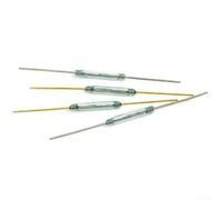 10 interruptores de vidrio normalmente abiertos de 2 x 14 mm para electrónica, diseñado para proyectos IoT y espacios compactos (pie plateado - tubo verde)