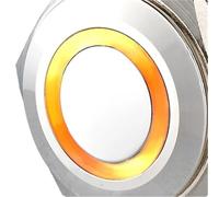10 interruptores pulsadores de 16 mm con enclavamiento, 0,63", 12 V, LED de anillo, metal, 1 NA/1 NC, SPDT, encendido/apagado, con cables de 120 cm.(Yellow,MOMENTARY 1NO1NC_LED VOLTAGE 24V)