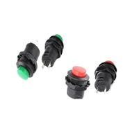 10 interruptores pulsadores DS-425 con autobloqueo de 2 pines, 250 V, 1,5 A, redondos, color rojo y verde(10 Red)