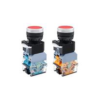 10 interruptores pulsadores LA38-11D 11DN, montaje de 22 mm, con indicador de reinicio LED, autobloqueantes, cabeza plana, para circuito de control de alimentación. (Brass_Locking_AC220V)