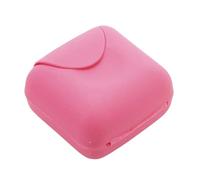 10 jaboneras portátiles de Viaje for baño, plástico, con Tapa y Soporte for jabones para Casa Ducha Baño(Pink,7x7x4cm)