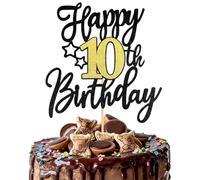 10 Jahre Torte Kuchen Deko,Tarten Deko 10 Geburtstag,Happy 10th Birthday Kuchen Dekoration Kuchendekoration,1Stück 10.Geburtstag Kuchen Dekoration