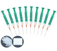 10 jeringas de recambio de 10 ml con aguja roma, 4x guantes de vinilo y 8x bastoncillos de celulosa para líquidos, aromas, hobby y bricolaje y oficina