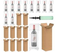 10 juegos de cajas de envío de vino, botella individual de cartón a granel con bolsas protectoras y bomba inflable, cajas de vidrio de cerveza de viaje para transporte de seguridad, paquete de mudanza
