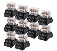 10 juegos de mini relés de 14 pines y 10 A con LED P143, microrelés general de 12 V, 24 V, 110 V, 220 V y 380 V con base de enchufe(AC - 10 Sets,24V)