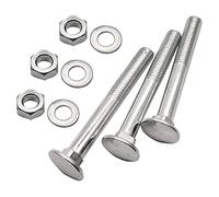 10 juegos de pernos largos de cuello cuadrado para carro fijados, juego de pernos de carro con tuercas y arandelas planas, cinc-plateado, acero al carbono grado 4.8, acabado liso, rosca parcial (M10-1.5X90mm)