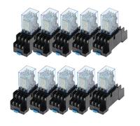 10 juegos de relés de potencia de bobina MY4NJ HH54P de CC, 12 V, 24 V, 110 V, 220 V CA, de uso general, 14 pines, 4 NA, 4 NC, 5 A, con base de zócalo PYF14A.(DC 24V)