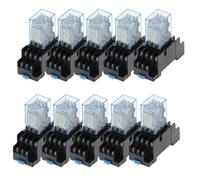 10 juegos de relés de potencia MY4NJ HH54P de CC, 12 V, 24 V, 110 V y 220 V CA, 14 pines, 4 NA, 4 NC, 5 A, con PYF14A(DC 36V)
