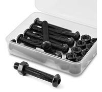 (10 juegos) M8 x 40 mm Tornillo de cabeza curvada con hexagonal y tuercas Rosca completa de acero al carbono 10,9 (negro)