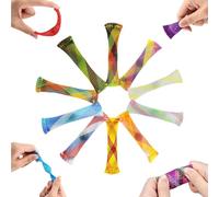 10 juguetes de malla para ansiedad, tubo de malla silencioso y exprimible con una canica en el interior, juguetes coloridos para aliviar la ansiedad sensorial para adultos (coloridos)