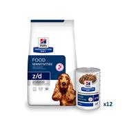 10 kg + 12 latas x 370 g Hill's Prescription Diet Food Sensitivities z/d pienso y latas para perros ¡Pack ahorro!
