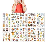 10 Láminas Tatuajes Temporales Animales para Niños Impermeables Coloridos Dibujos Animados Zoo Jirafa Bosque Pequeño Tigre Calcomanías de Falsos Tatuajes Lindos