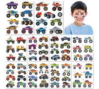 10 Láminas Tatuajes Temporales Camión Monster para Niños Impermeables Falsas Calcomanías de Tatuaje Diseños de Autos de Dibujos Animados Calcomanías Divertidas para Niños y Niñas