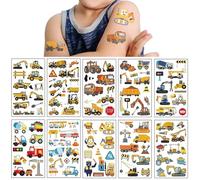 10 Láminas Tatuajes Temporales para Niños Vehículos de Construcción Excavadora Camión Calcomanías Divertidos y Seguros Impermeables Falsos Tatuajes para Niños Niñas Regalos de Fiesta para Niños