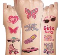 10 Láminas Tatuajes Temporales Rosas para Niñas Niños Fiesta de Cumpleaños de Princesa Calcomanías de Falsos Tatuajes Vintage Lindos Arte Corporal Decorativo Divertido
