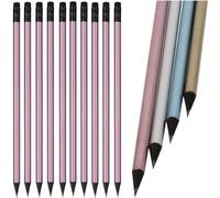 10 lápices de madera con goma de borrar en aspecto metálico, color plateado, dorado, rosa y azul con cuerpo interior negro Black Edition HB, preafilado, 19 cm de longitud, paquete de ahorro sostenible