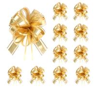 10 lazos de regalo grandes, 18 cm, cinta de regalo, lazo dorado, bolsa de azúcar para manualidades, embalaje, bodas, regalos de cumpleaños, Navidad