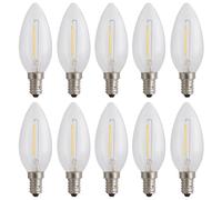 10 LED Bombillas Vela Filamento 1W E14 Claro 60lm Extra Cálido 1800K