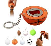 10 llaveros con forma de bola de fútbol de 5 cm, accesorios de bar con temática de fútbol, abridor de cerveza, imán magnético para nevera, recuerdos de fiesta de fútbol, abridor de botellas de cerveza