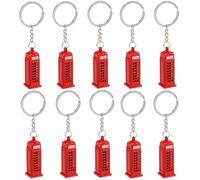 10 llaveros de metal con diseño de cabina telefónica de Londres, recuerdo británico, color rojo, regalo coleccionable del Reino Unido, rosso, 1.7 x 1.7 x 4.7 cm