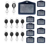 10 llaveros extensibles con 10 portatarjetas negras, cordón ajustable para soporte de identificación, cordón extensible para tarjetas, llave de hotel, tarjeta de identificación, funda para tarjetas