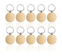 10 llaveros redondos de madera personalizados, llaveros creativos para escribir, colgantes de madera, adecuados para familiares o amigos, Original color haya, 40mm.