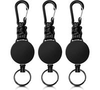 10 llaveros retráctiles con mosquetón para insignia, carrete extensible, llavero de identificación con retracción de acero de 60 cm