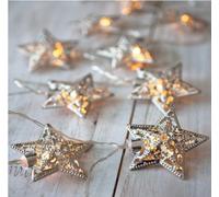 10 luces LED de estrella plateadas que funcionan con pilas Lights4fun