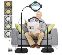 10 lupas 30X con iluminación y lámpara de pie, 54 LED regulable, 3 niveles, lupa de cuello de cisne 2 en 1 con iluminación para leer, coser, manualidades y trabajos de costura