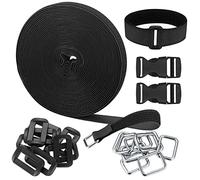 10 m Bridas de Sujeción Negras, Correas de Cable Ajustables, Sujetacables Reutilizables, Sujeta Cables Bridas para Organizador Management de Cables, con Hebillas