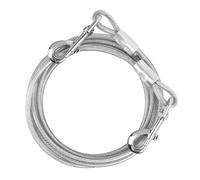 10 m Cuerda Metal para Perros Grandes Medianos Pequeños, Alambre de Acero Inoxidable 6 mm, Correa para Mascotas con Gancho Giratorio, Cable Cinturón de Seguridad Perros para Camping (10m, Blanco)