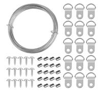10 m de cable de alambre para colgar cuadros, juego de alambre tensor de acero inoxidable de 1 mm para colgar cuadros, cuerda de acero con anillo en D y tornillo, cuerda de imágenes para colgar