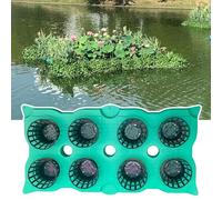 10 macetas flotantes de 100x50 cm para estanque, kit de isla artificial de HDPE con 8 vasos, decoración para jardín acuapónico exterior, sistema hidropónico de agua resistente a los rayos UV para ta