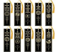 10 marcapáginas motivacionales nórdicos vikingos con borlas, marcador de libro celta de PVC, marcadores de libros vikingos escandinavos para niños, suministros de aula, oficina, empleados, profesores,