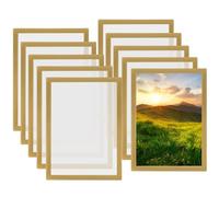 10 marcos de fotos A4, marcos de fotos magnéticos A4 con parte trasera adhesiva, marco A4 autoadhesivo para pinturas, fotos, avisos, certificados, póster, color dorado