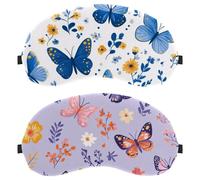 10 máscaras de ojos, mariposa colorida y flor, color morado, para dormir de lado, cero presión ocular con los ojos vendados, cubierta ajustable para dormir, bloquea la luz de los ojos