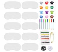 10 mascarillas para dormir, 8 lápices de colores, 12 pegatinas de tela bordada, 1 juego de costura, máscaras para ojos para juegos, máscaras de ojos para manualidades